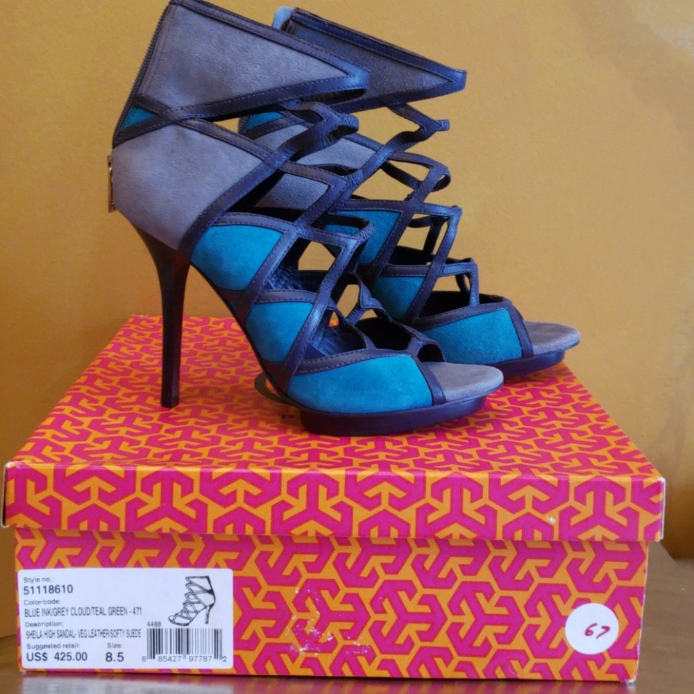 Tory Burch Blue/Grey/Teal Sheila Sandals - Picture 2 of 8